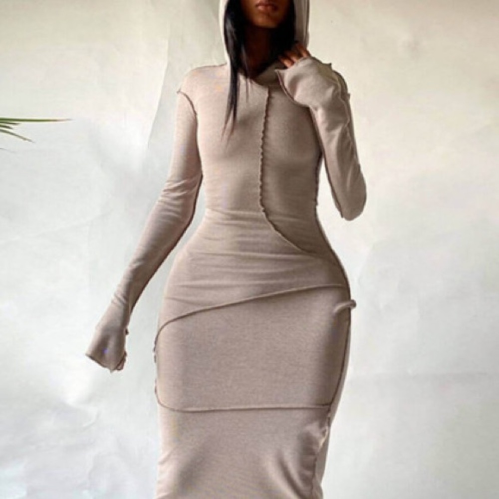 Khaki colored midcalf length dress Small NEW
